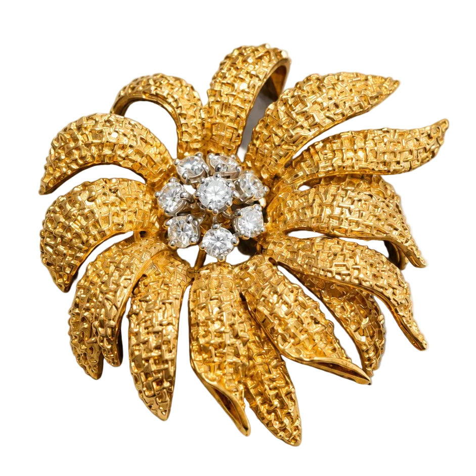 Broche Clip VAN CLEEF & ARPELS en or jaune et diamants