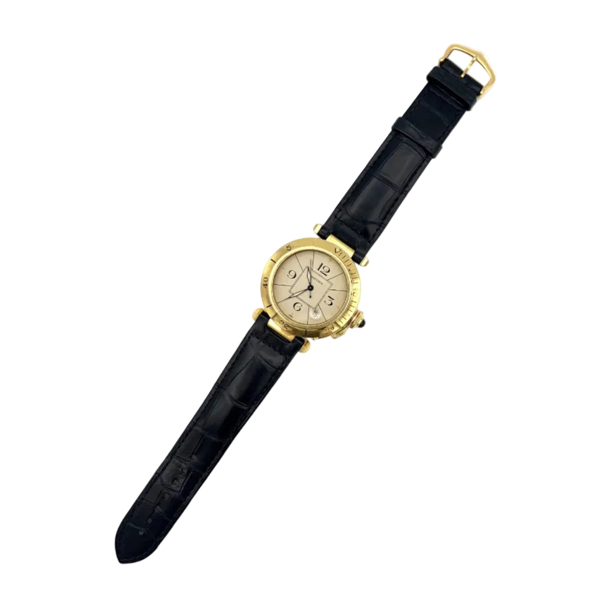 Montre CARTIER "Pasha" en or jaune et cuir