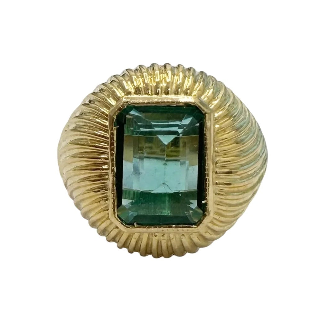 Bague Dôme en or jaune et émeraude