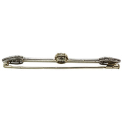 Broche Barrette en or jaune, platine et diamants