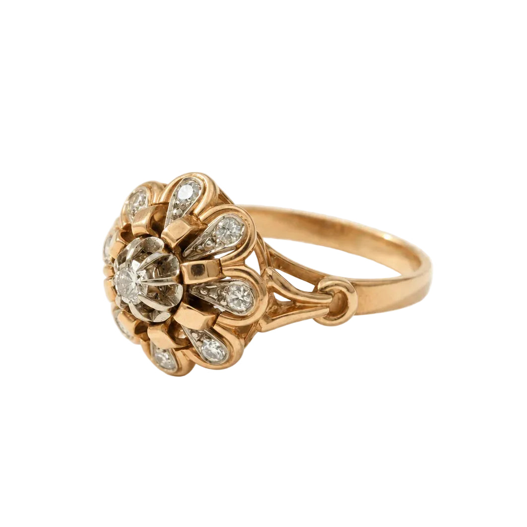 Bague Marguerite en or rose et diamants