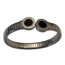 Bracelet Jonc BULGARI "Bvlgari Bvlgari" en acier inoxydable et onyx