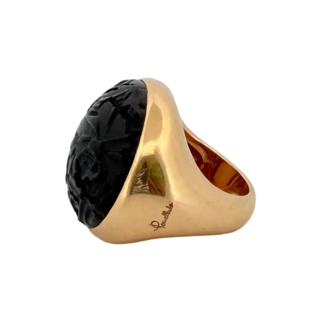 Bague Cocktail POMELLATO "Victoria Jet" en or jaune, jaiset diamant