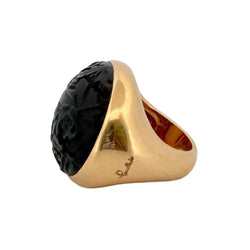 Bague Cocktail POMELLATO "Victoria Jet" en or jaune, jaiset diamant