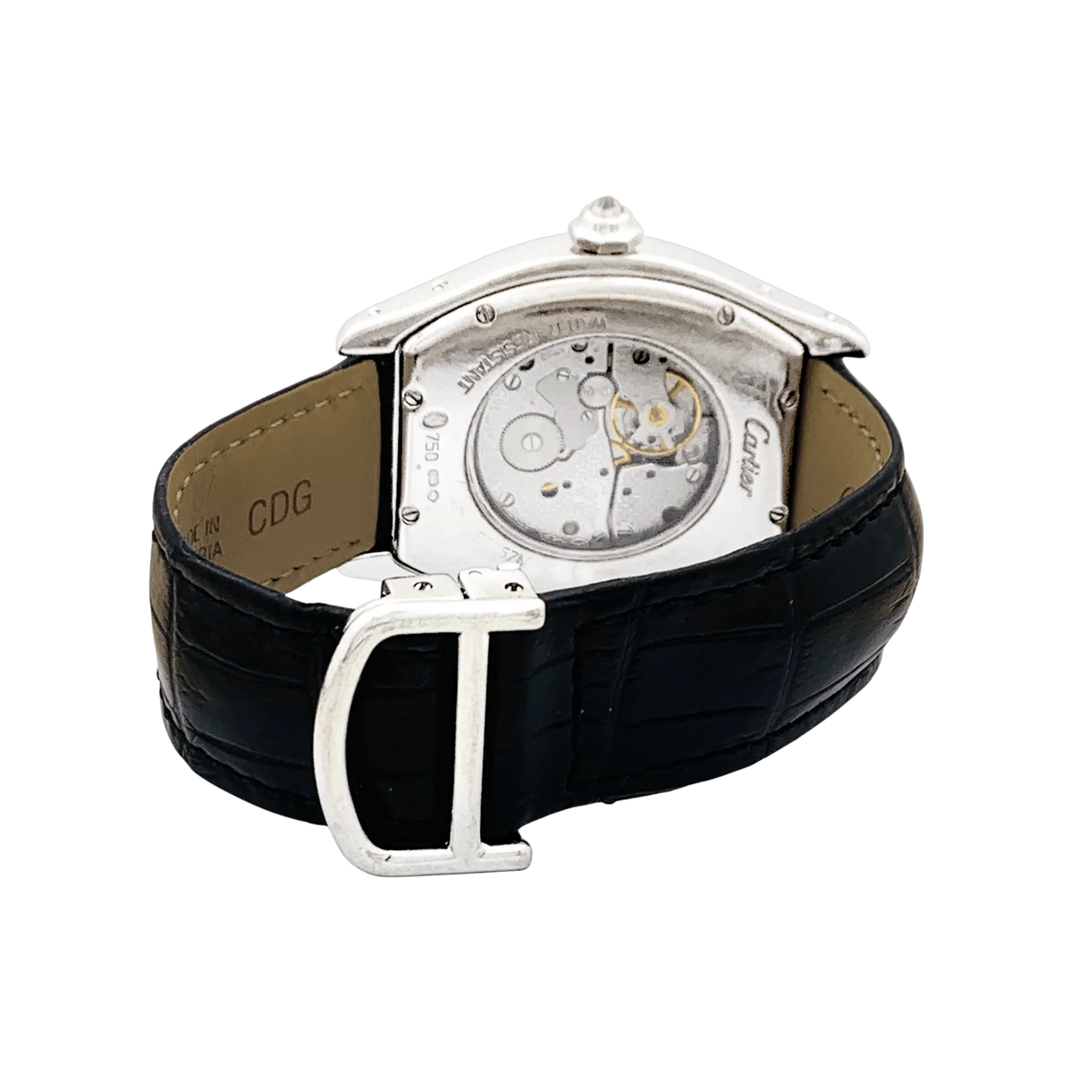 Montre CARTIER "Tortue" en or blanc et diamants