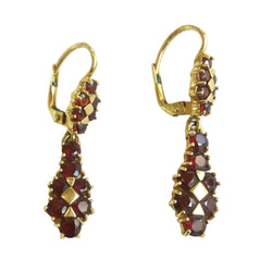 Boucles d'oreilles Dormeuses en or jaune et grenats