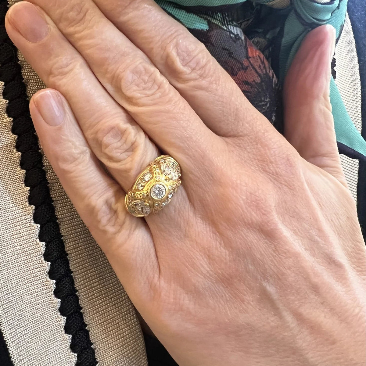 Bague Dôme en or jaune et diamants