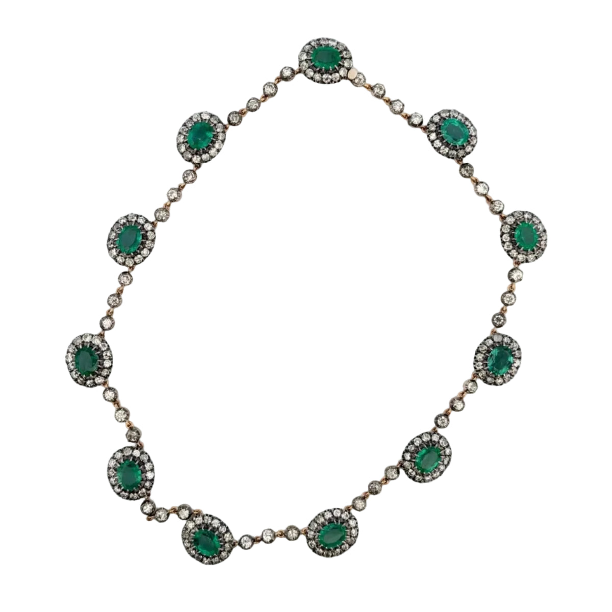 Collier Rivière en émeraudes et diamants
