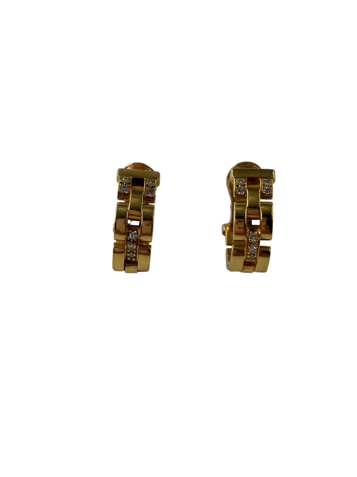 Boucles d'oreilles CARTIER maillon panthère or jaune et diamants