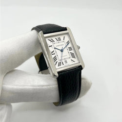 Montre CARTIER "Tank Solo XL" en acier et cuir