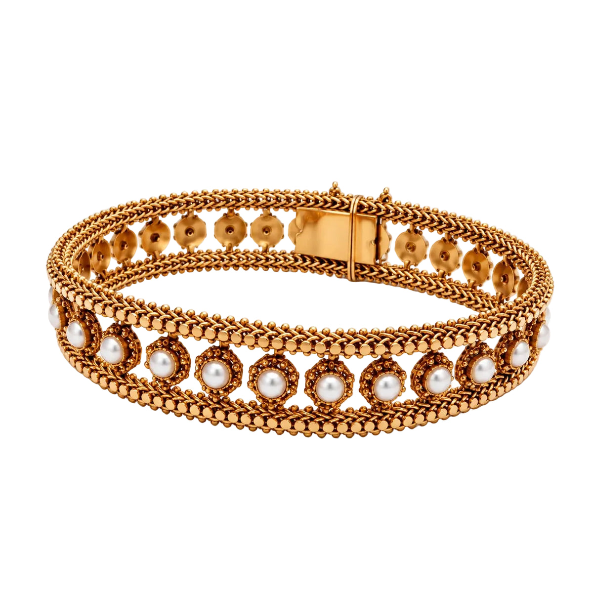 Bracelet Souple en or jaune et perles