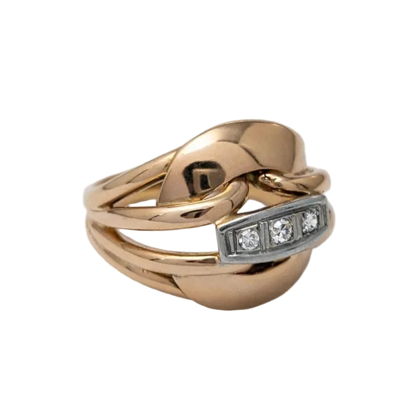 Bague Dôme en or rose et diamants