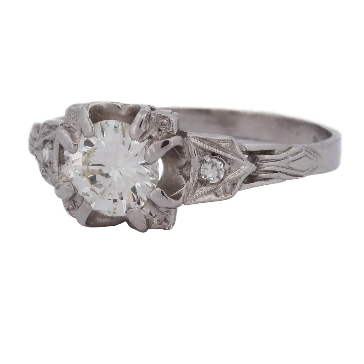 Bague Solitaire en platine et diamants