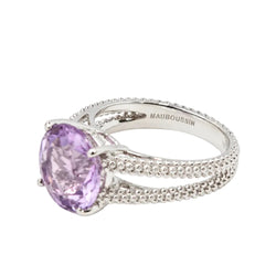 Bague Solitaire MAUBOUSSIN "Chanson d'amour" en or blanc, améthyste et diamants