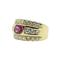 Bague Bandeau en or jaune, rubis et diamants
