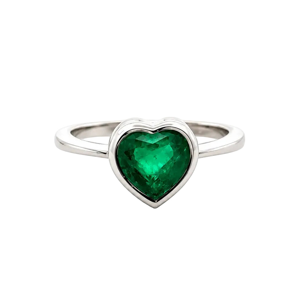 Bague Solitaire en or blanc et émeraude