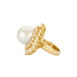 Bague Cocktail BUCHERER en or jaune, perle et diamants