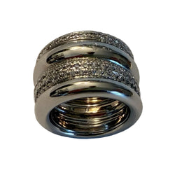 Bague Bandeau POMELLATO "Tubolare" en or blanc et diamants