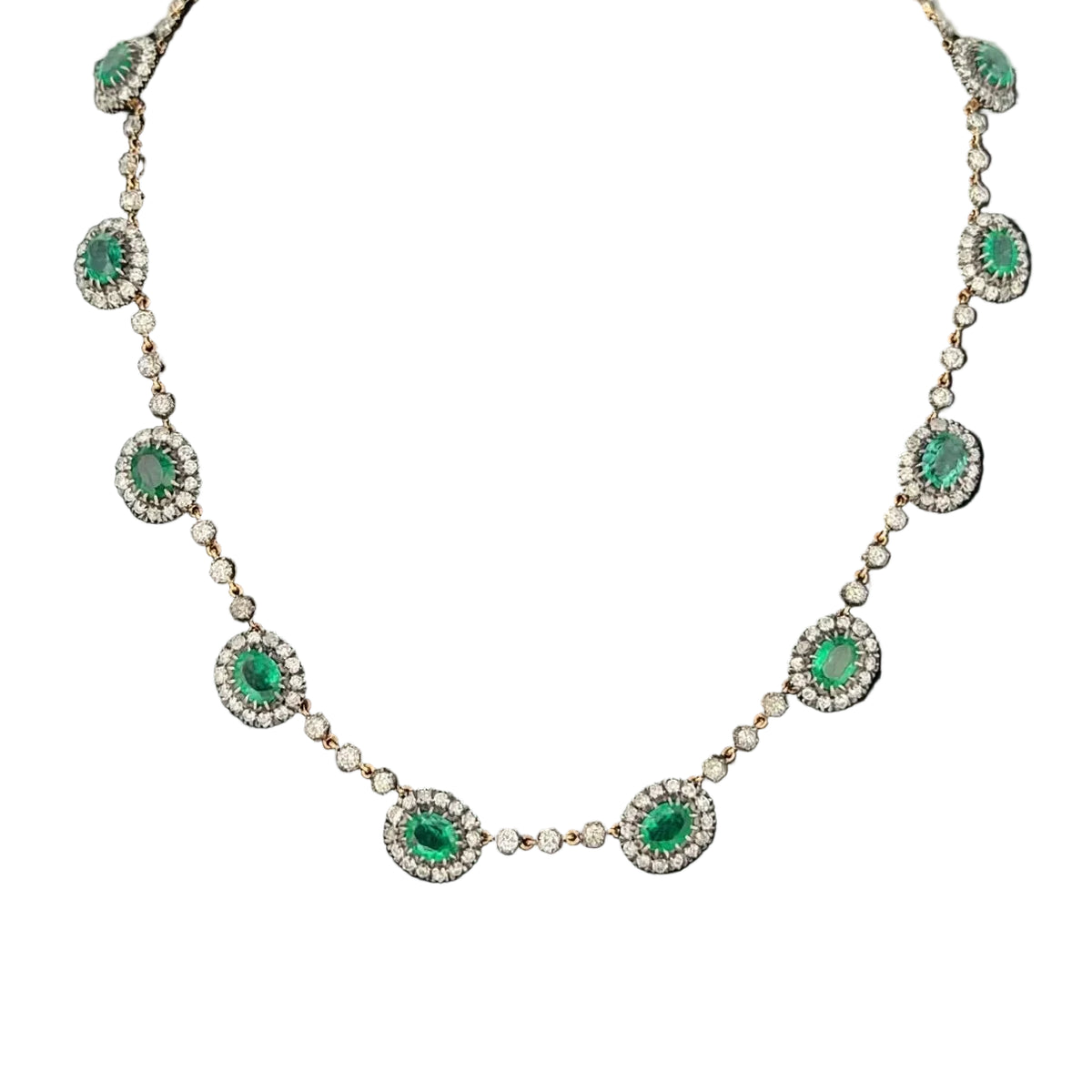 Collier Rivière en émeraudes et diamants