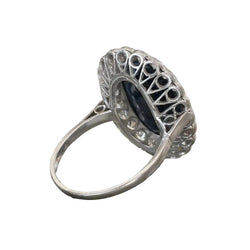 Bague Entourage en or blanc, saphir et diamants