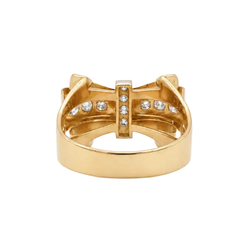 Bague Tank en or jaune et diamants