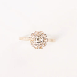 Bague marguerite ancienne diamants en or deux tons et platine