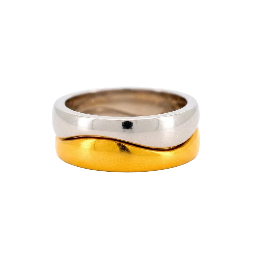 Bague Alliance CARTIER Nouvelle Vague en or blanc et or jaune