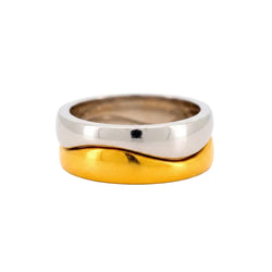 Bague Alliance CARTIER Nouvelle Vague en or blanc et or jaune