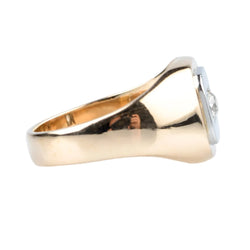 Belle Chevalière en or blanc, or jaune et diamant