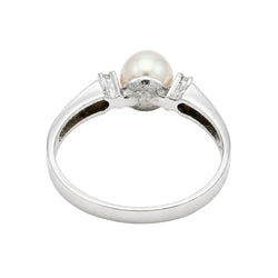Bague Trilogie en or blanc, perle et diamants