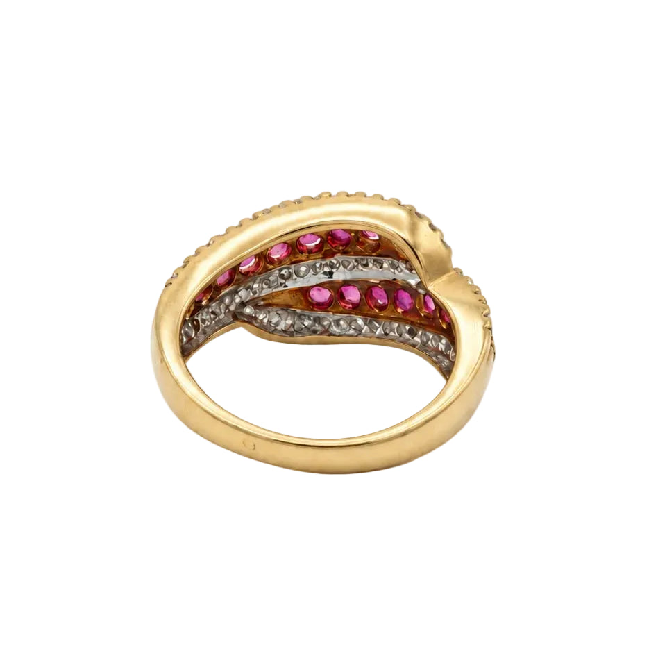 Bague Toi & Moi en or jaune, rubis et diamants