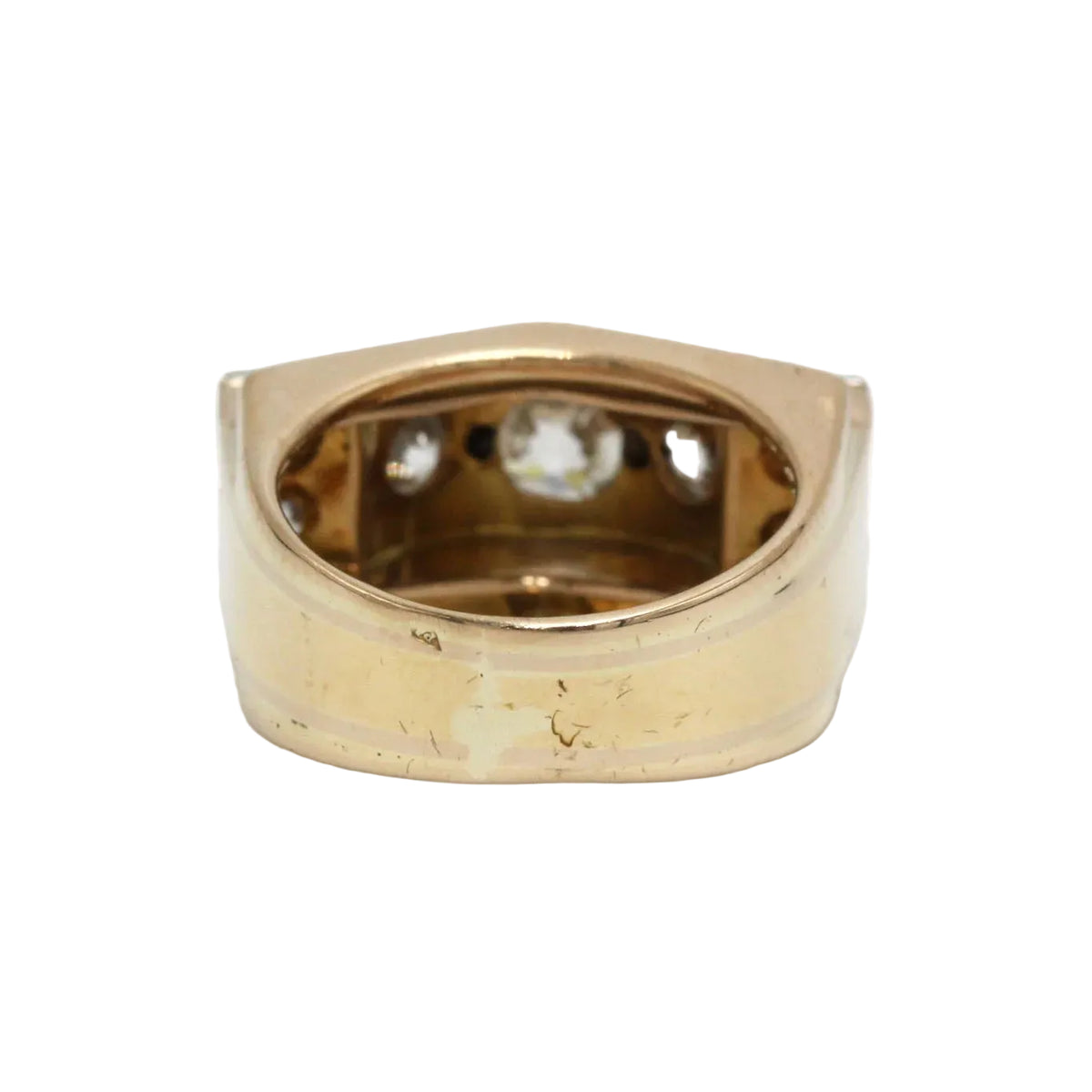Bague Tank en or jaune, platine et diamants