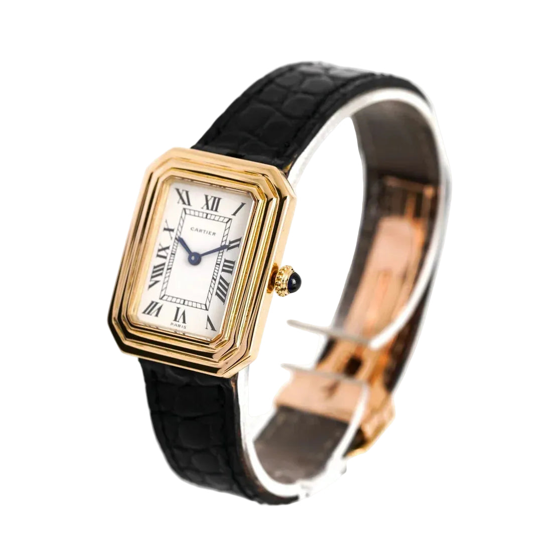 Montre CARTIER "Cristallor" en or jaune, or rose et cuir