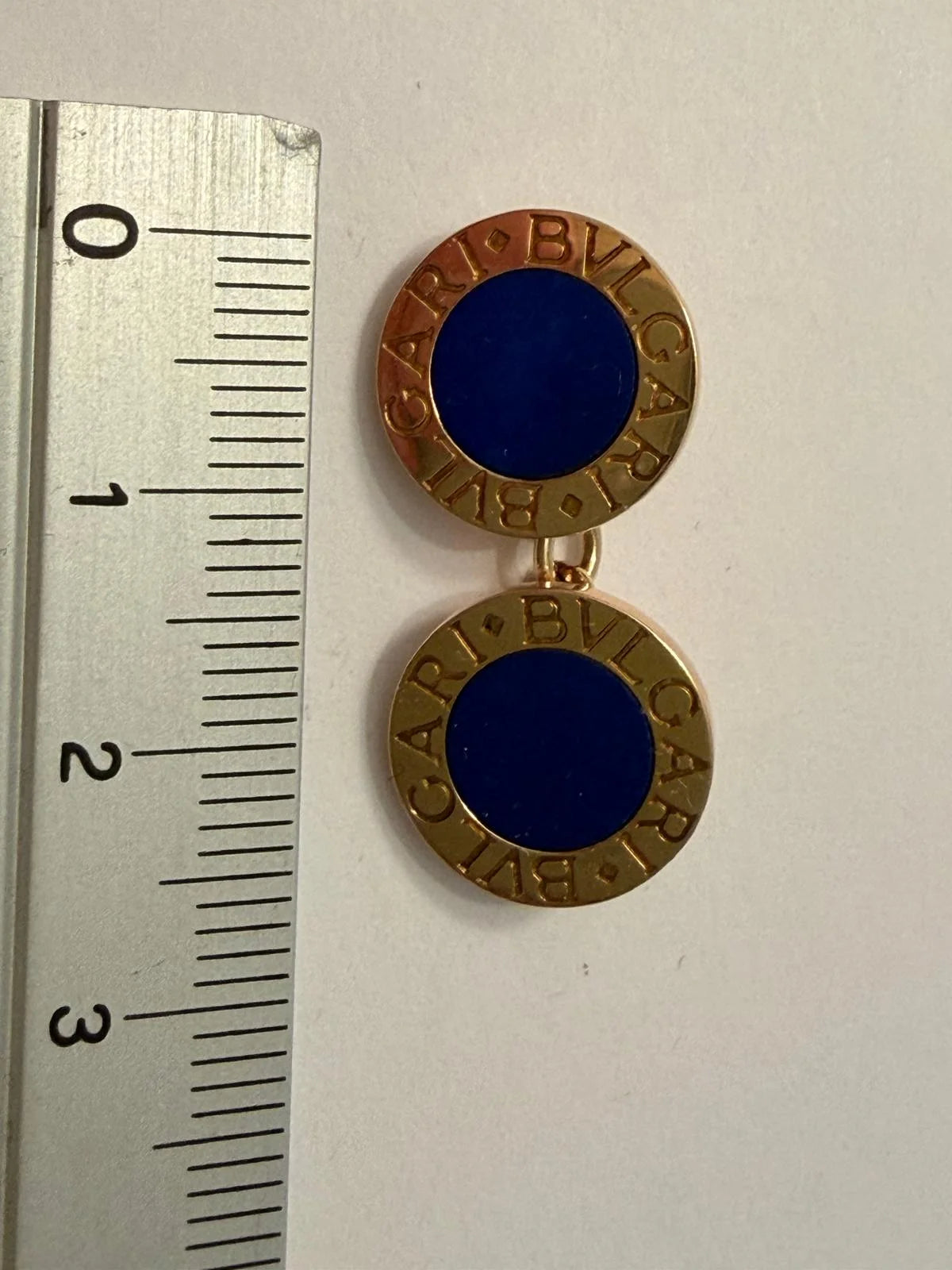 Boutons de manchette BULGARI en or jaune et lapis-lazuli