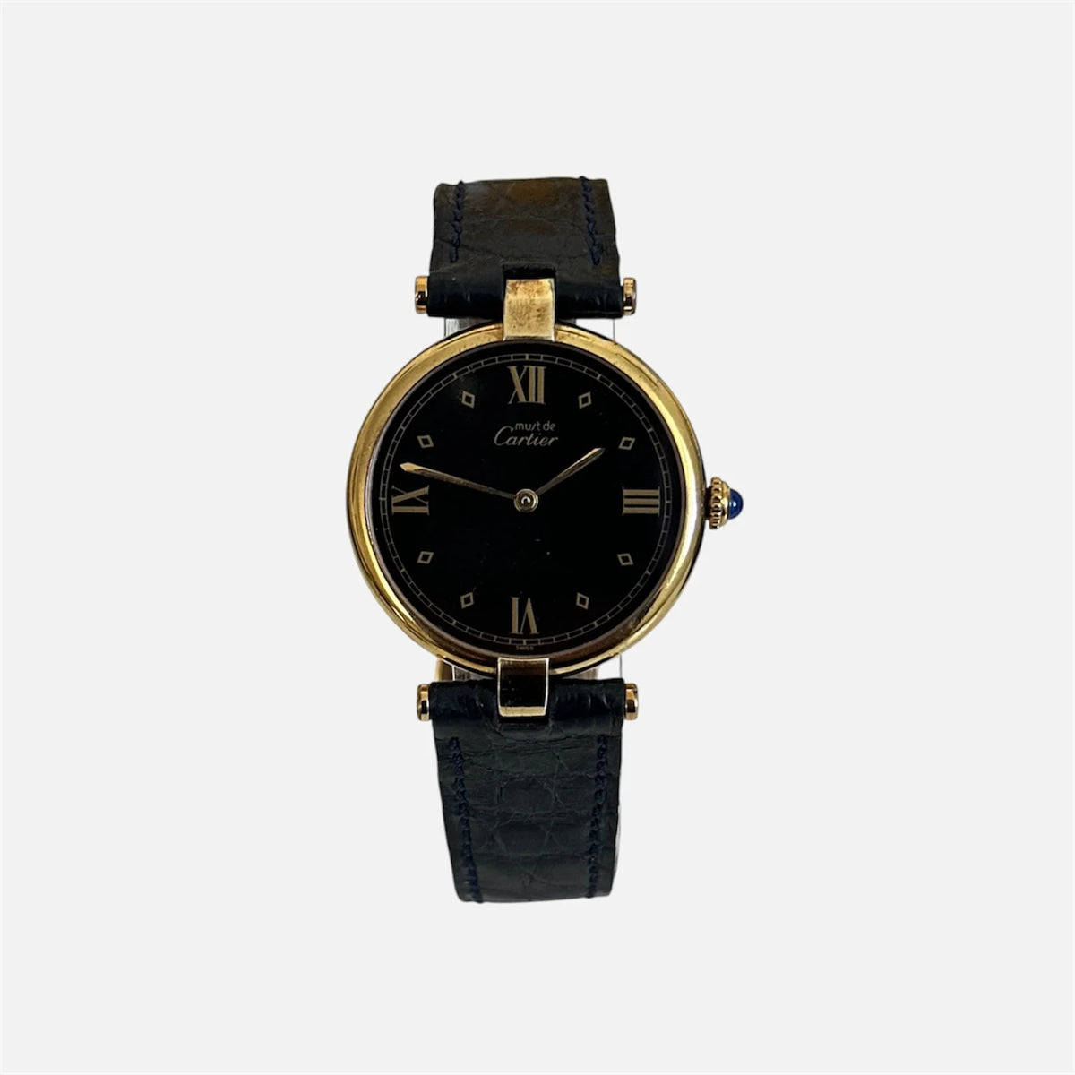 Montre CARTIER Must de Vendôme en vermeil et cuir