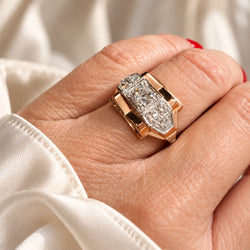 Bague Tank en or rose et diamants