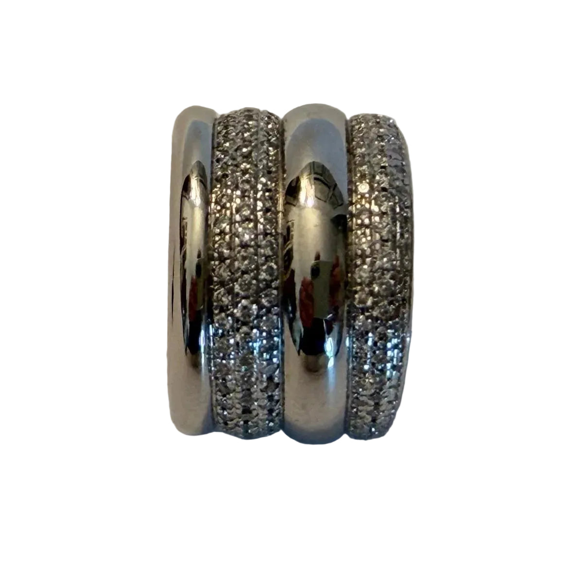 Bague Bandeau POMELLATO "Tubolare" en or blanc et diamants