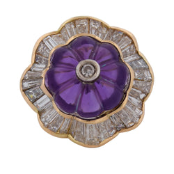 Bague Entourage en or jaune, améthyste et diamants