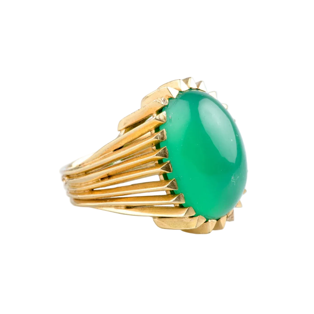 Bague Cocktail en or jaune et chrysoprase