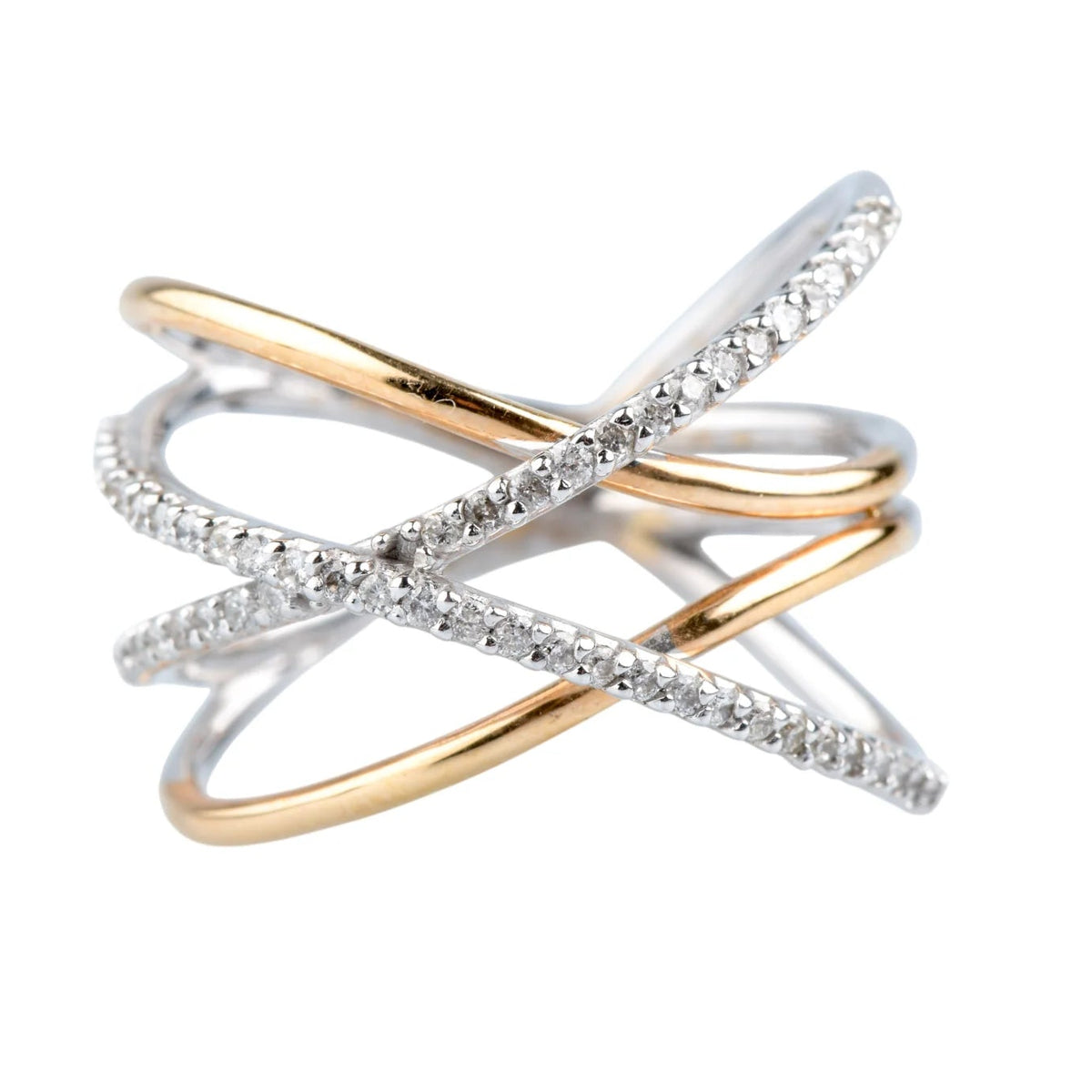 Bague Pavée en or blanc, or jaune et diamants