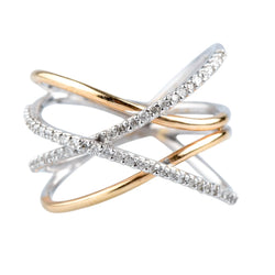Bague Pavée en or blanc, or jaune et diamants