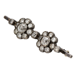 Broche Barrette en or jaune, argent et diamants