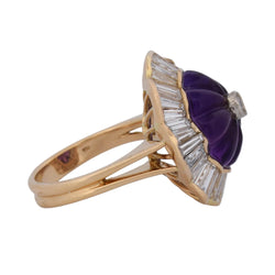 Bague Entourage en or jaune, améthyste et diamants