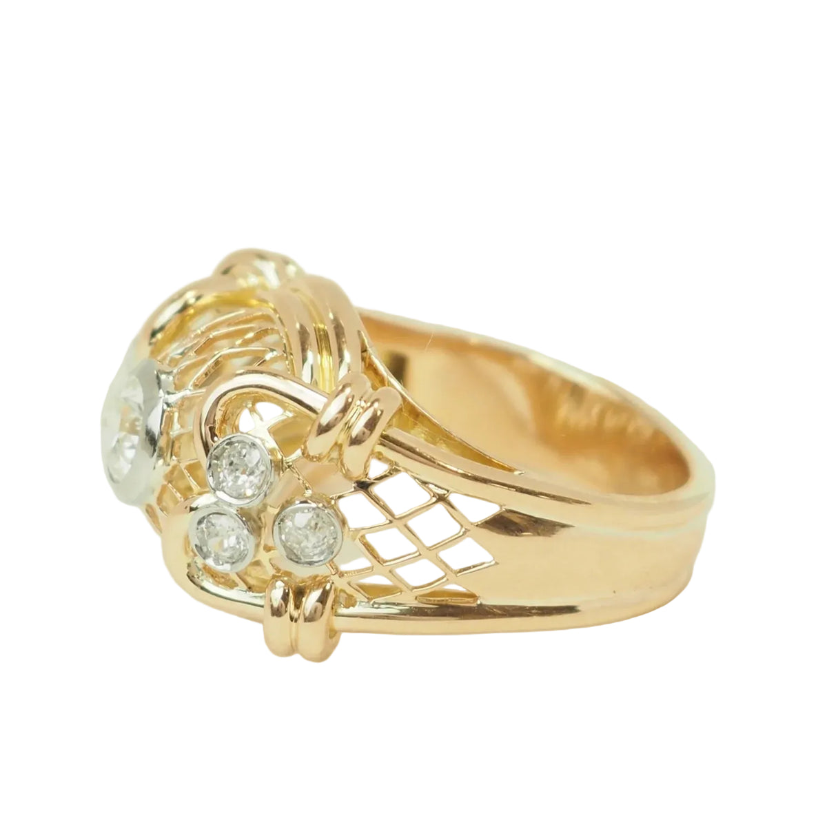 Bague Tank en or jaune et diamants