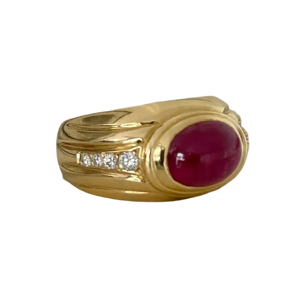 Bague Jonc en or jaune, rubis et diamants
