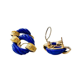 Boucles d'oreilles Clips CHAUMET en or jaune et lapis-lazuli