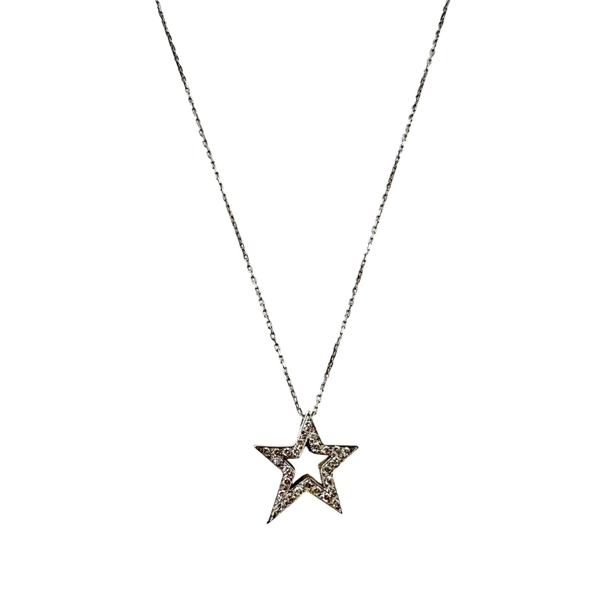 Collier Pendentif Étoile en or blanc et diamants