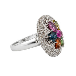 Bague Dôme en or blanc, saphirs et diamants