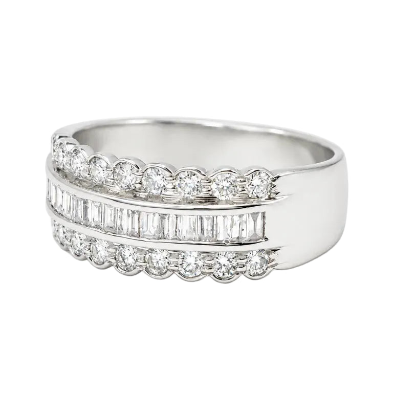 Bague Bandeau en or blanc et diamants