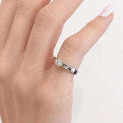 Bague Solitaire en or blanc, or jaune et diamant